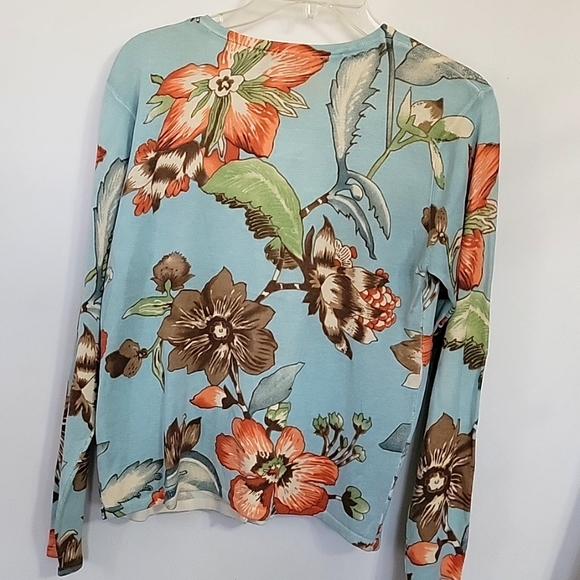 Nwt Silk Club Collection Floral Sweater Silk & Cotton Spring Vintage - Picture 3 of 5